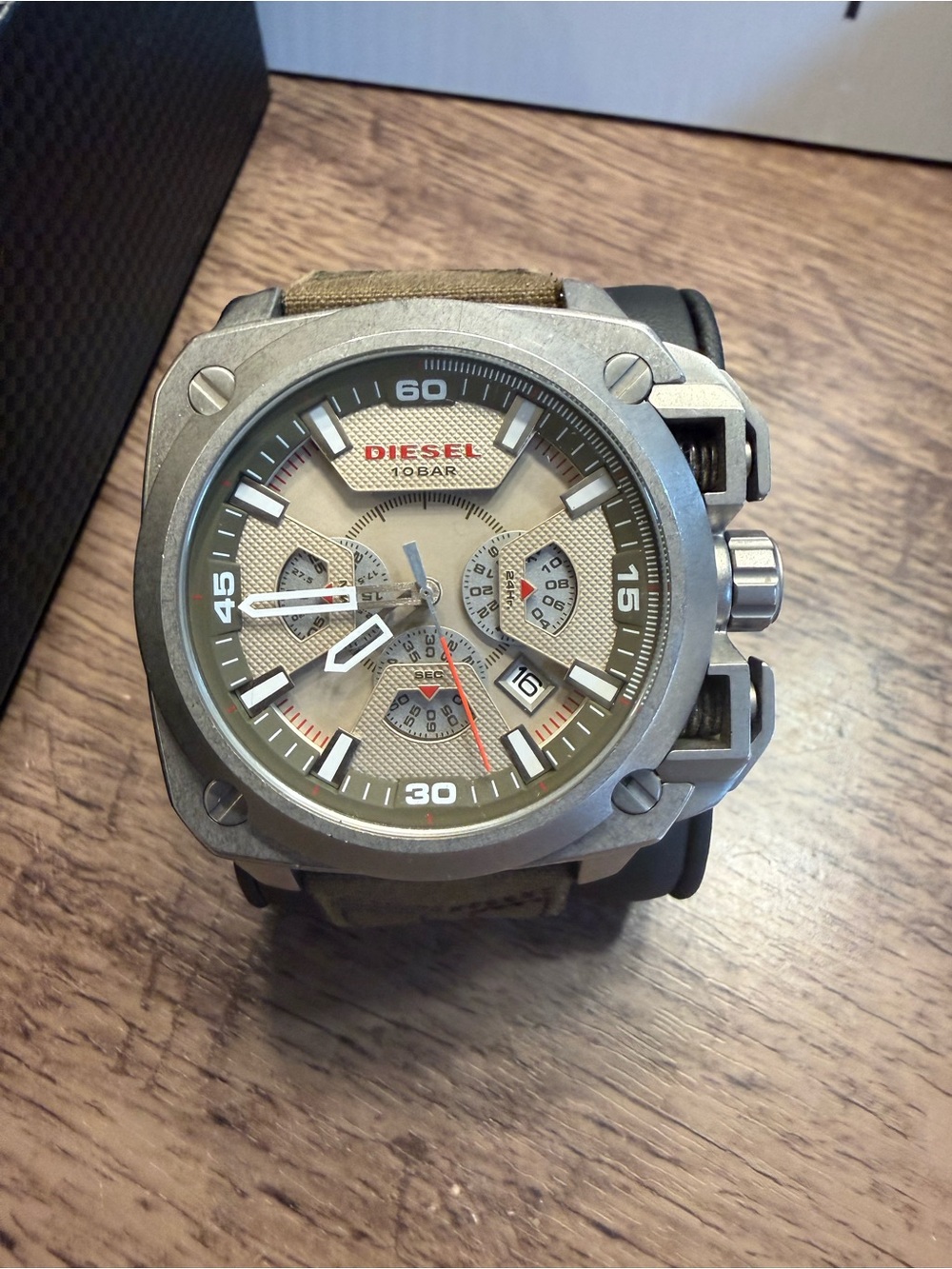 Diesel Army Green Khaki Dial Stainless Steel Chronograph Watch